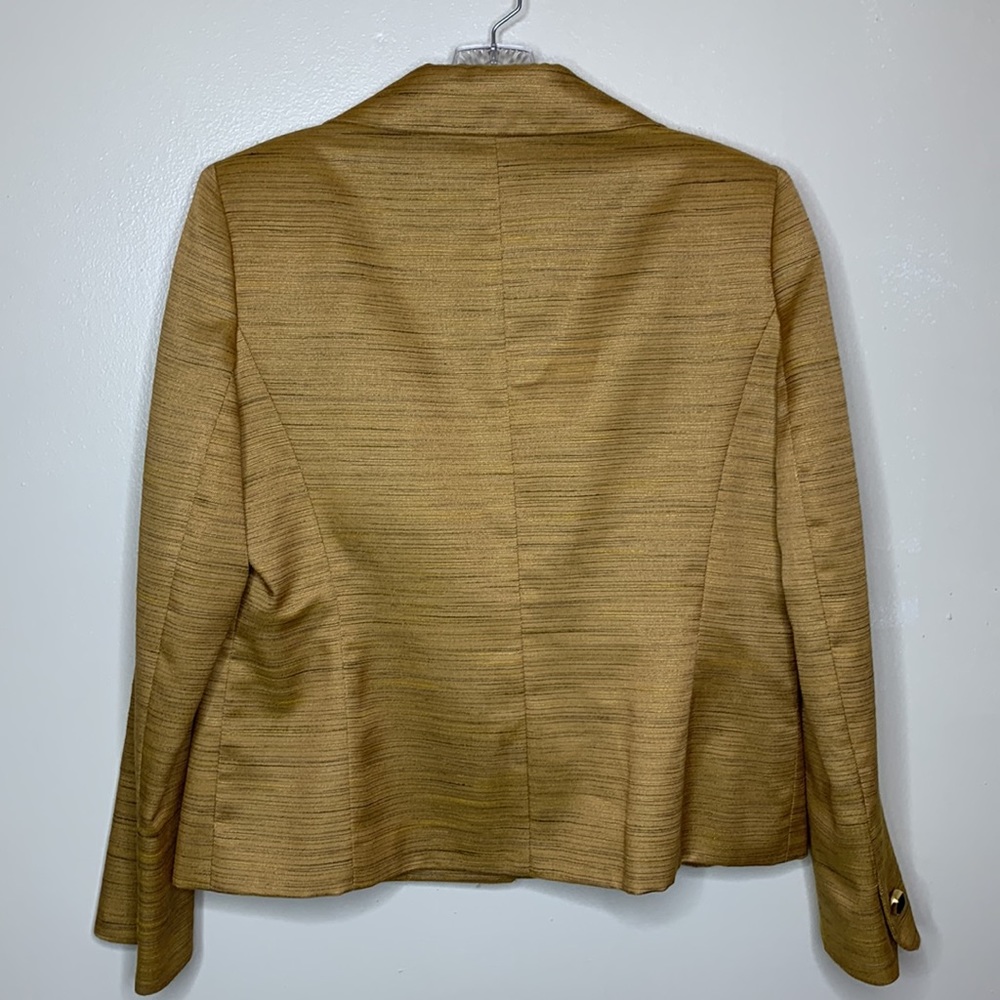 KASPER Blazer Mustard Gold Single Breasted Statement Dinner Jacket 3D Buttons - Picture 2 of 11